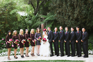 Purple and Black Wedding Party