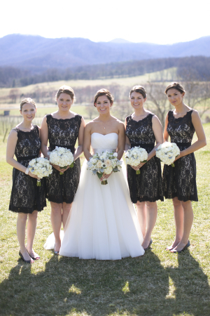 Short Black Watters Lace Bridesmaids Dresses 