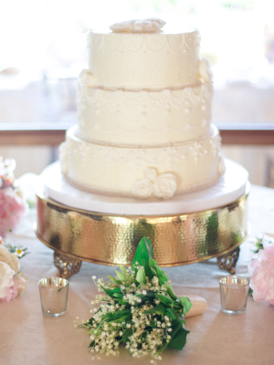 Three Tier White Wedding Cake