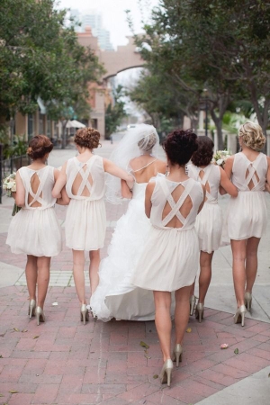 Unique Back on Cream Bridesmaids Dresses