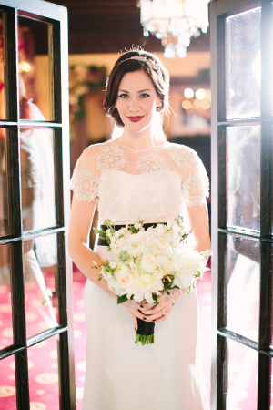 Winter Bride in Caroline DeVillo Couture Bridal Gown
