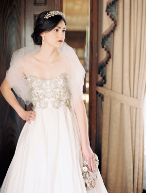 Winter Bride in Ulla Maija Couture Gown with Beaded Bodice