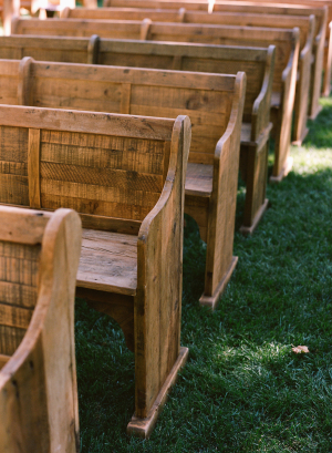 Wooden Pews Outdoor Wedding