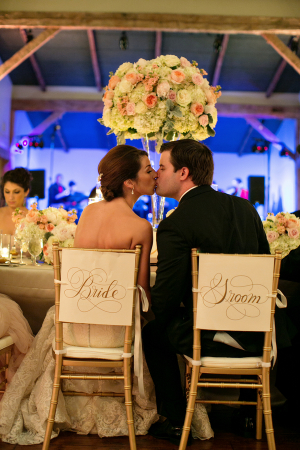 Bride and Groom Signs on Chiavari Chairs