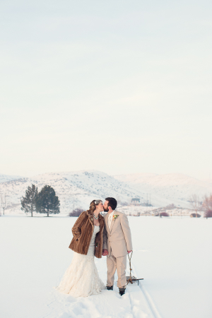 Bride and Groom in Snow