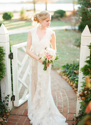 Bride in Lace Gown with Sash