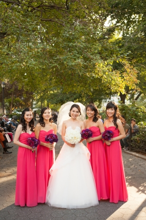 Bright Pink Bridesmaids Dresses