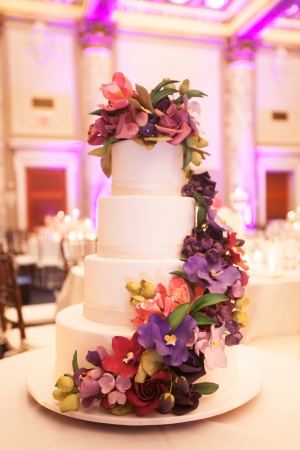Colorful Purple Flower Wedding Cake