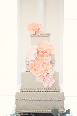 Ecru Colored Square Wedding Cake