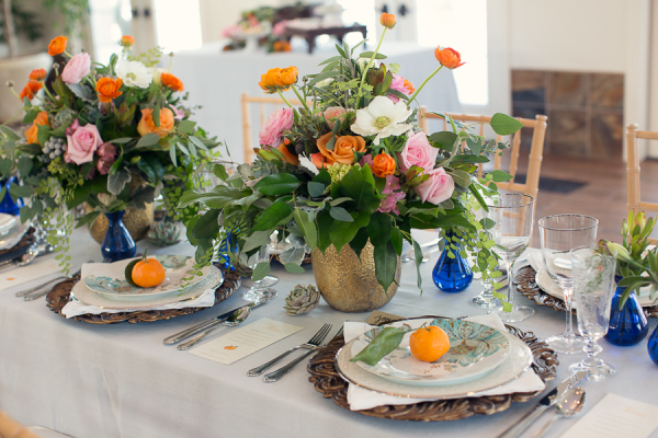 Gold Turquoise and Peach Reception Decor
