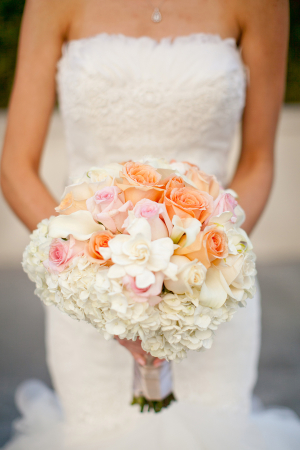 Peach Pink and White Bouquet