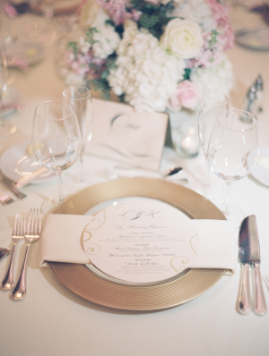 Pink and Gold Reception Table Decor