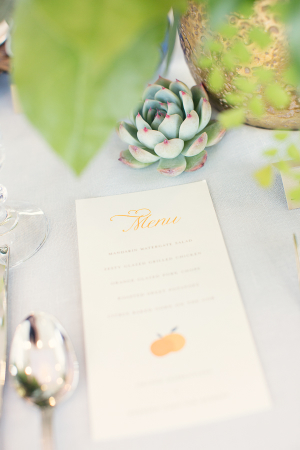 Reception Menu With Clementine Graphics