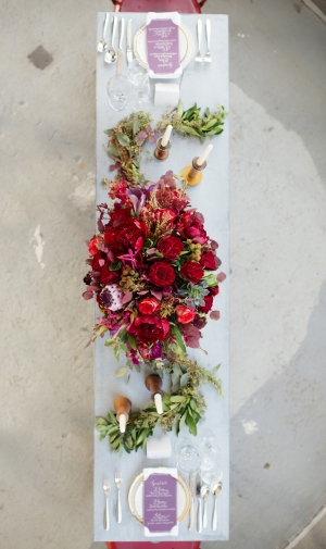 Rich Red and Fuchsia Floral Centerpiece