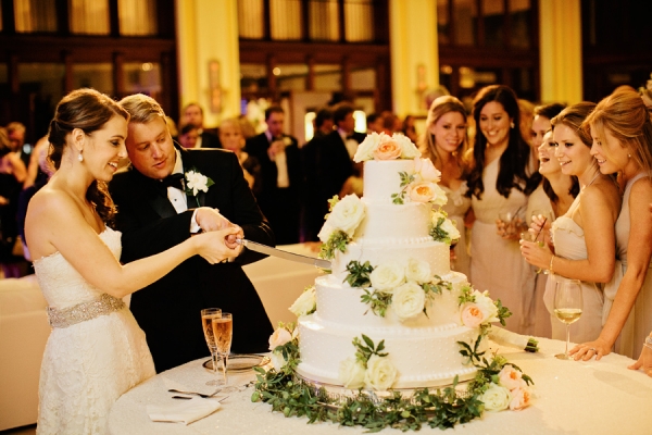 White Wedding Cake with Greenery