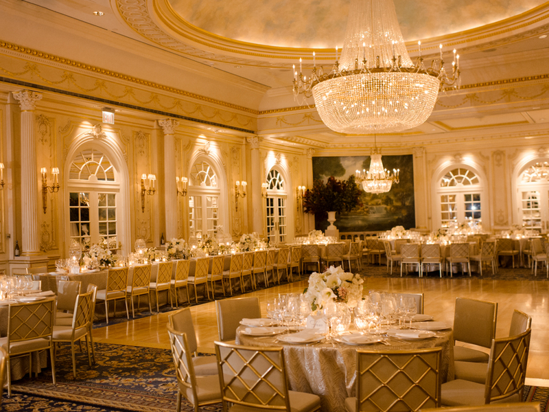 Ballroom Reception With Elegant Chandelier