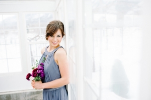 Bridesmaid in Slate Blue Gown