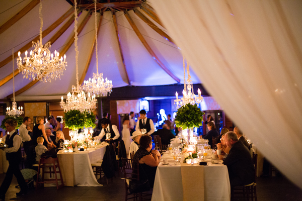 Elegant Tent and Chandelier at Reception
