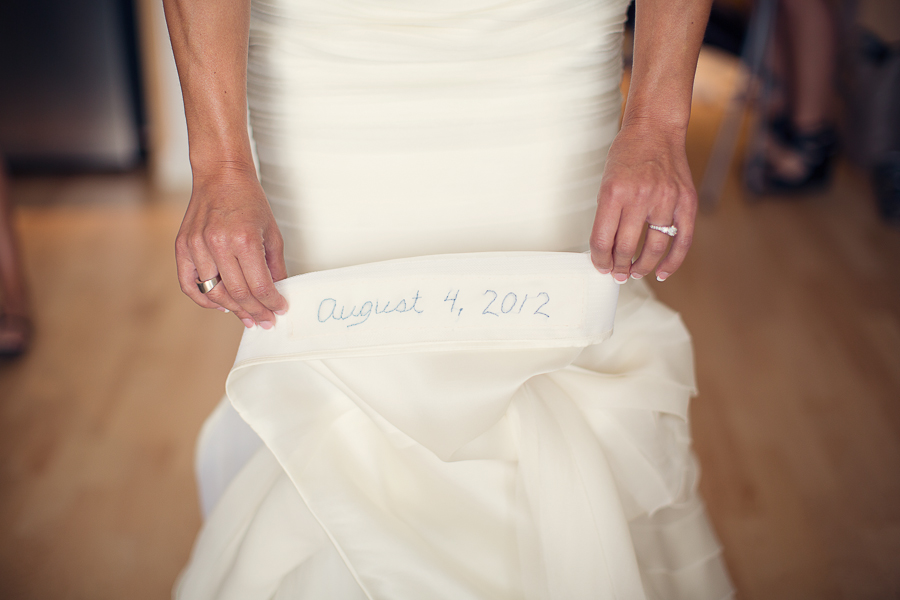 Embroidered Wedding Date on Bridal Gown