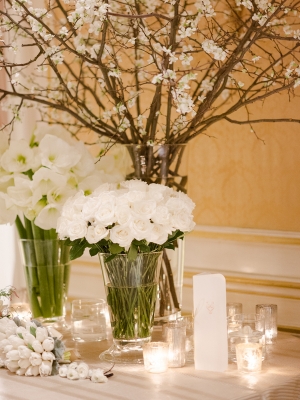 Escort Card Table with White Flowers