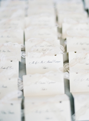 Escort Cards with Lace Ribbon