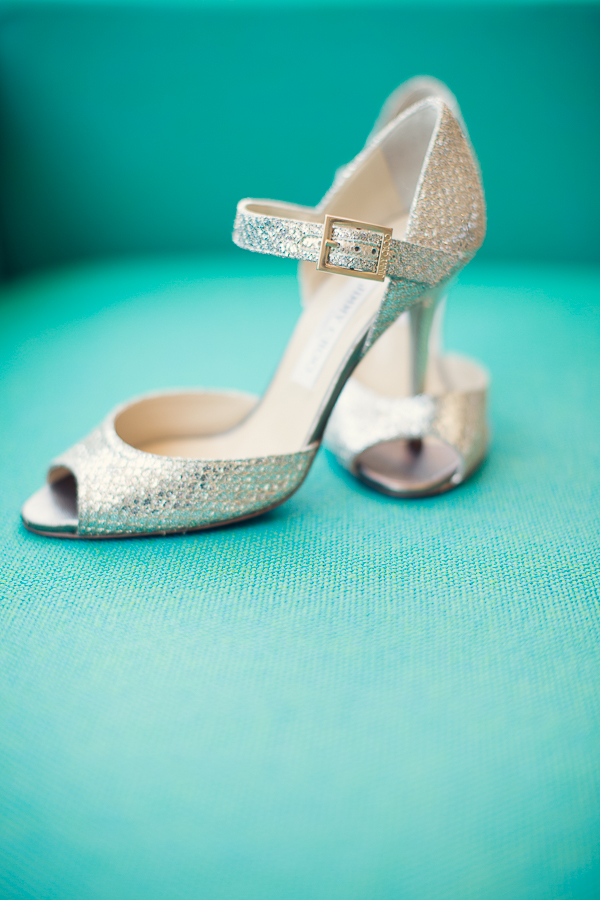 Metallic Peep Toe Bridal Shoes