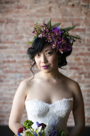 Purple and Green Floral Crown