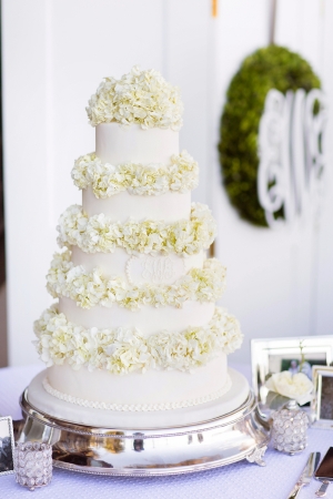 Wedding Cake With Hydrangea Blooms