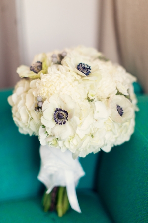 White Poppy and Hydrangea Bridal Bouquet