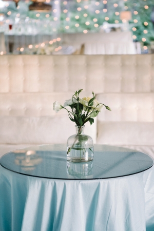 Blue Linens on Cocktail Table