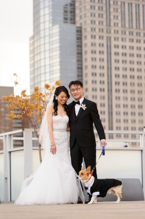 Bride and Groom With Dog