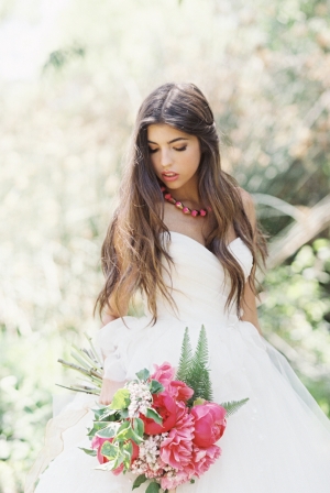 Bride with Fuchsia Bouquet