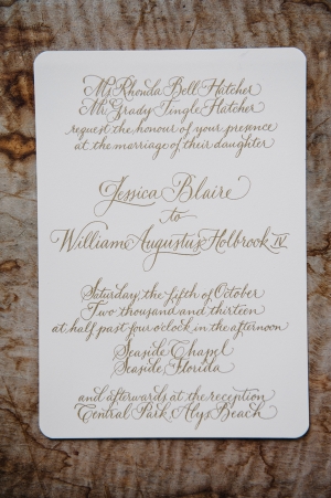 Gold Calligraphy Wedding Invitation