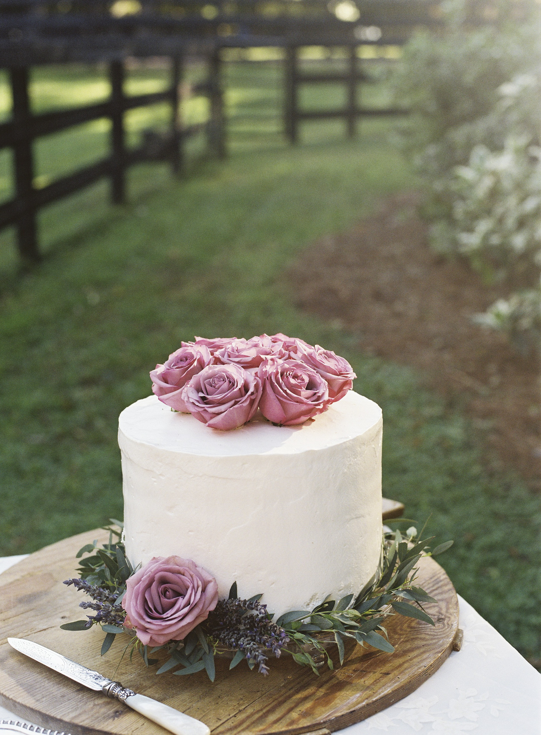 Lavender Garland on Wedding Cake