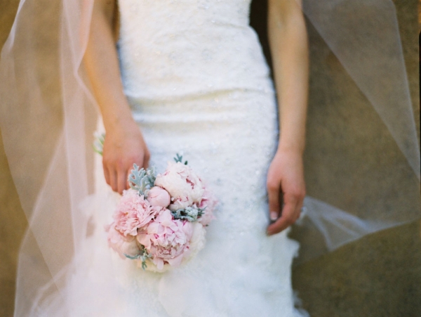 Pink Peony and Dusty Miller Bouquet