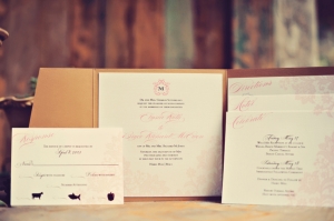 Pink and Cream Folded Wedding Stationery
