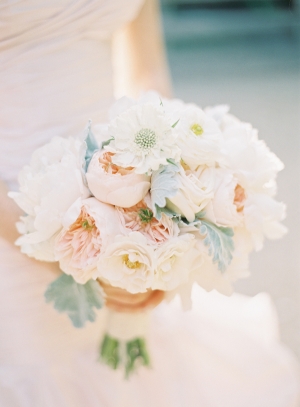 Rose Peony Ranunculu and Dusty Miller Bouquet By The Nouveau Romantics