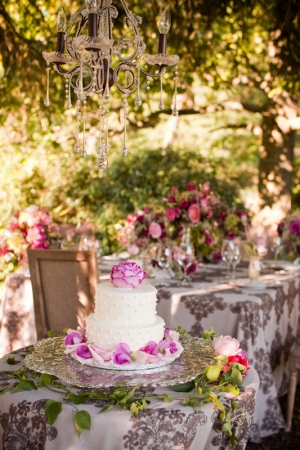 Wedding Cake with Fuchsia Flowers
