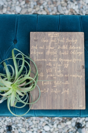 Wooden Menu With Gold Writing