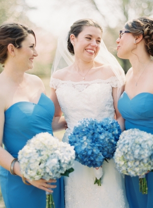 Blue Strapless Bridesmaids