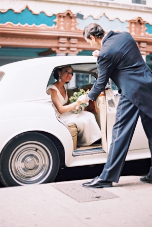 Bride in Vintage Bentley
