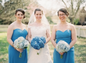 Bright Blue Strapless Bridesmaids Dresses