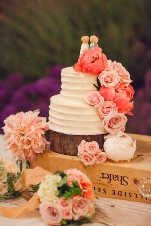 Buttercream Wedding Cake With Peony Garland