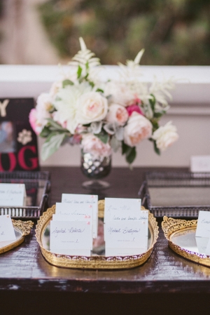 Escort Cards in Gold Trays