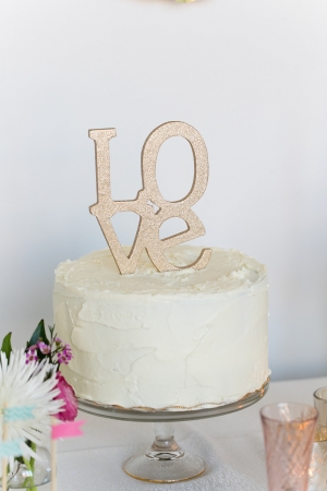 Gold Glitter Love Wedding Cake Topper