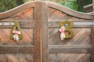 Moss Letters on Wooden Gate