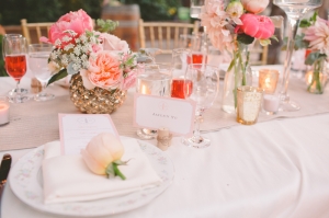 Peach and Pink Floral Decor Reception Ideas