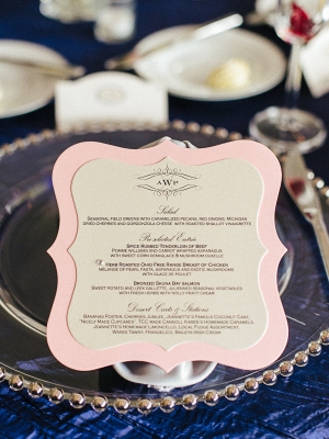 Pink and White Reception Menu