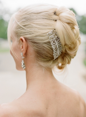 Rhinestone Pin in Bridal Hair