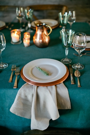 Rustic Teal and Copper Table Setting